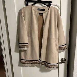 Zara embellished cream coat